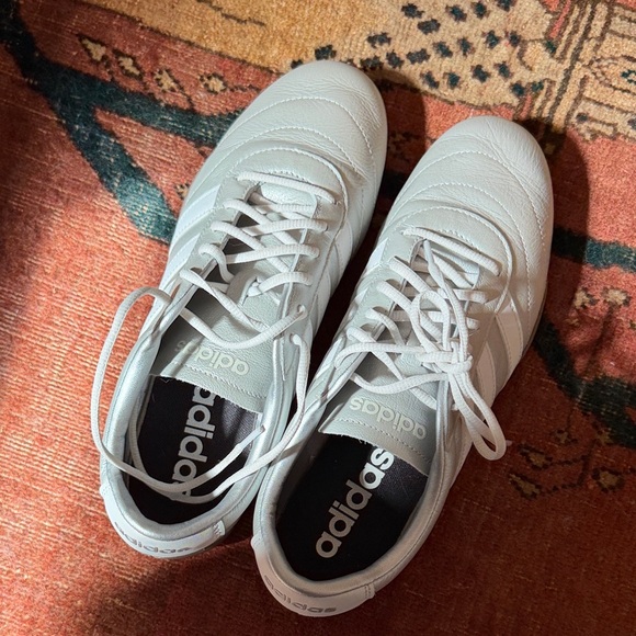 adidas Shoes - adidas White Leather Trainers with Black Insole Branding